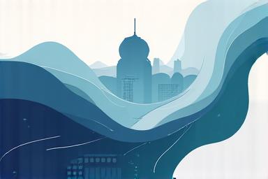 Abstract illustration of adapting to change, with transforming shapes and flowing lines