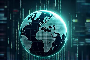 Globe with financial charts and market indicators, signifying global market analysis