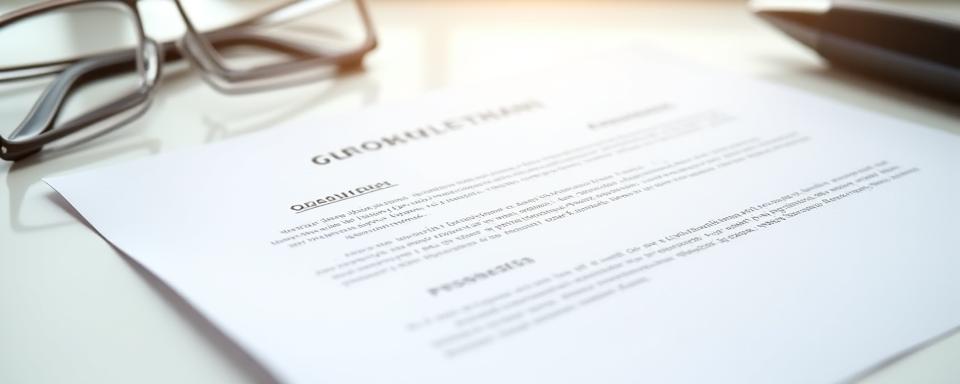 Legal document spread on a desktop with a pen and glasses, representing terms and conditions.